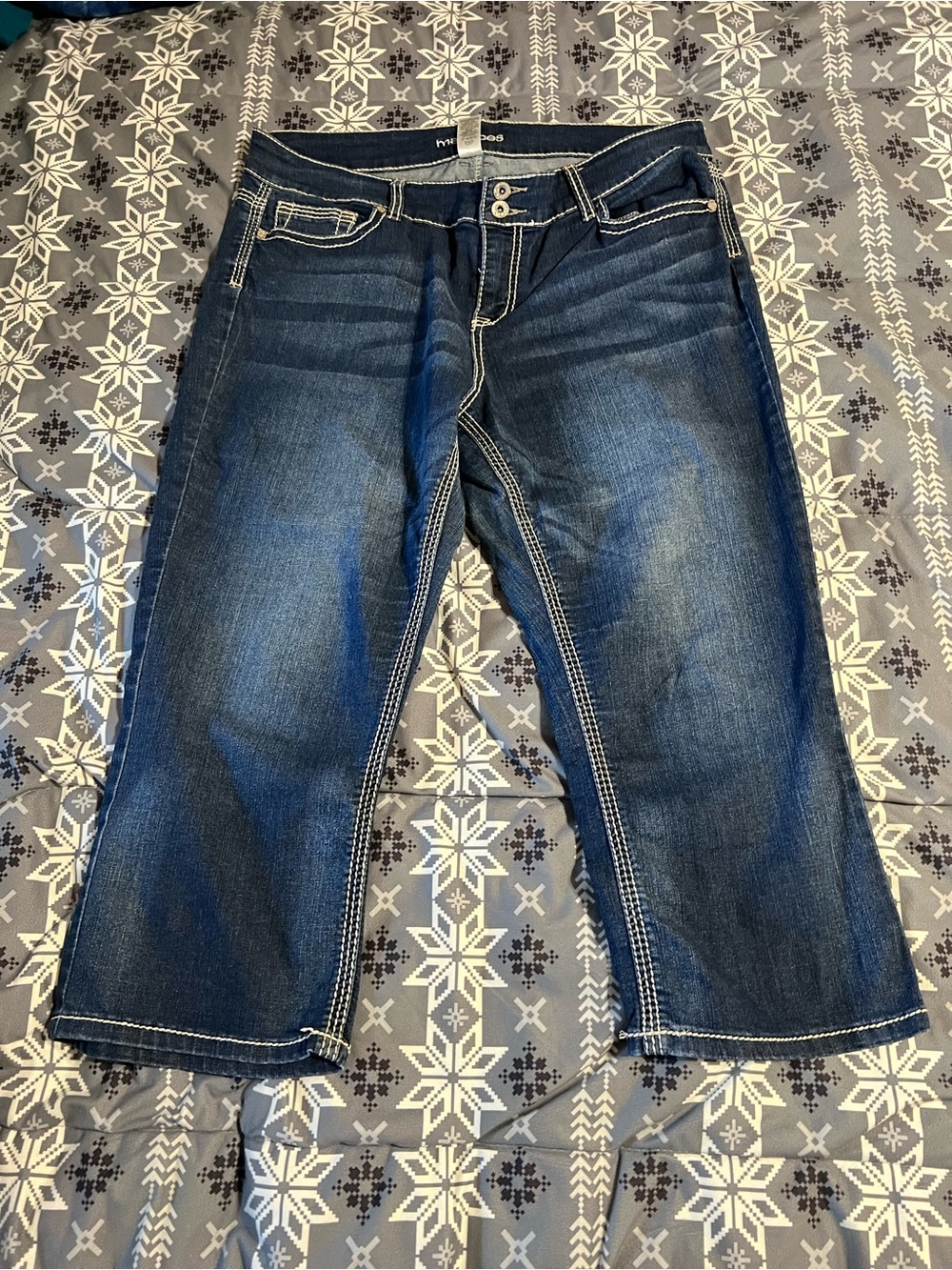 Maurices Dark Blue Denim Capri Jeans with Contrast Stitching